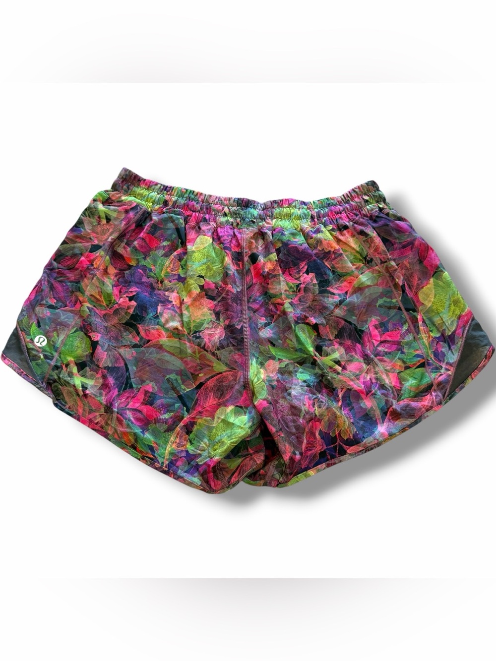 lululemon Hotty Hot Low Rise Shorts 4” Vivid Floral Tone Multi Grey VFTM size 12 - Picture 7 of 10